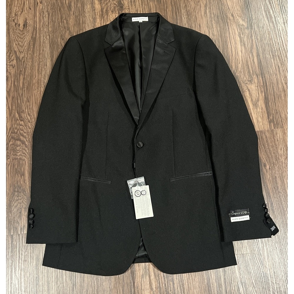 Alain Dupetit Blazer Tuxedo Sport Coat Size 36R Jacket Two Button Color Black